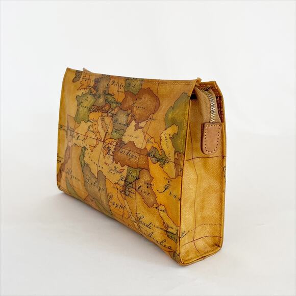 ALVIERO MARTINI Classe Prima Clutch Map Printed PVC Leather Bag - Picture 6 of 10